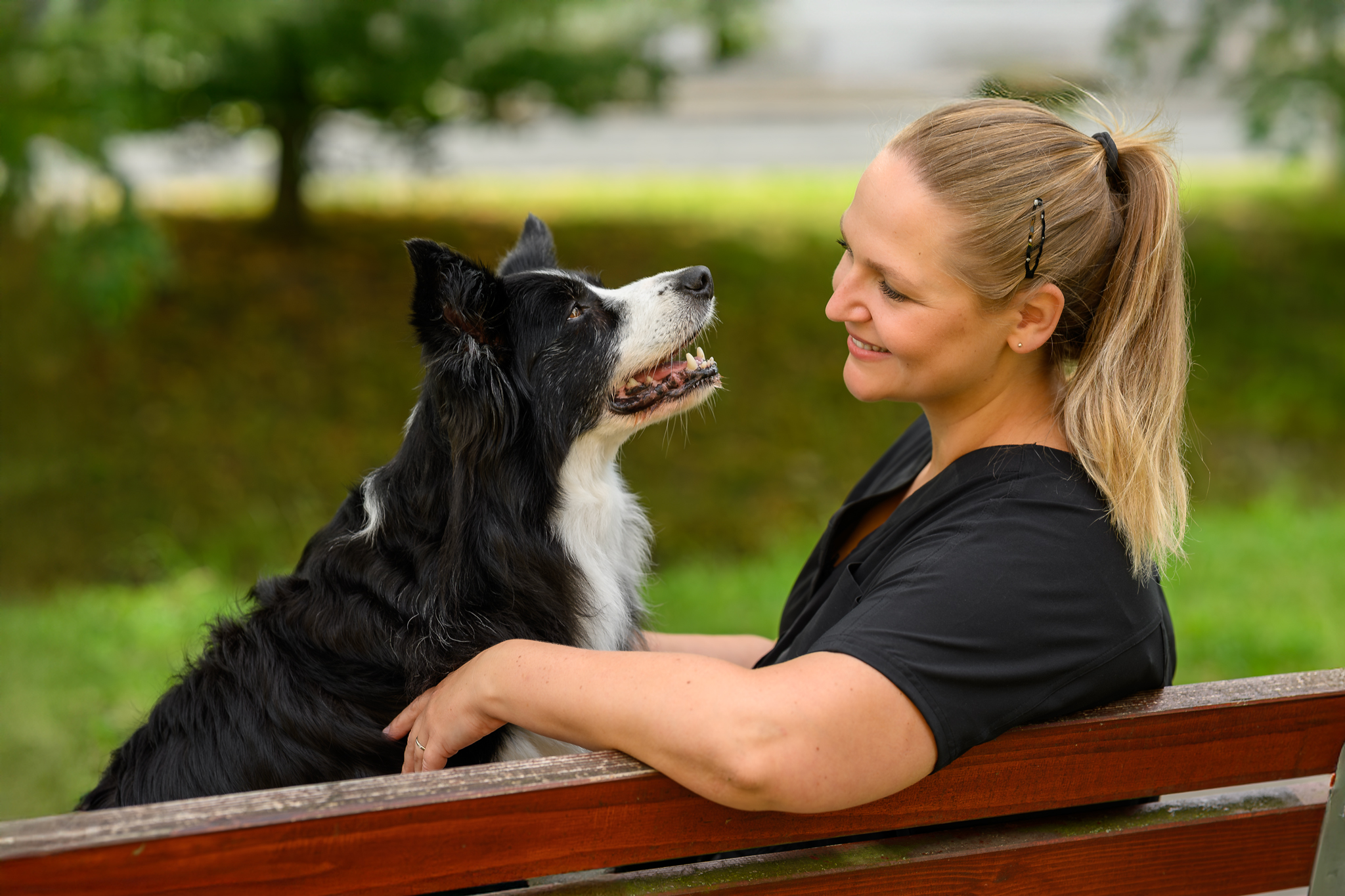 Ivanka v salonu při práci se psem